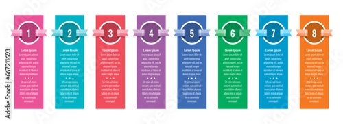 eight options infographic template. ribbon and colorful cards informational template. infographic template for business, web, internet, magazine, annual report