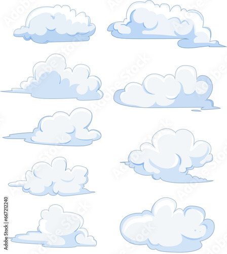 cloud set cartoon. cloudy nature, weather space, atmosphere summer cloud sign. isolated symbol vector illustration