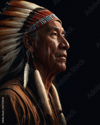 Native american Cief headress portrait, wild west style © Dmytro Tolokonov