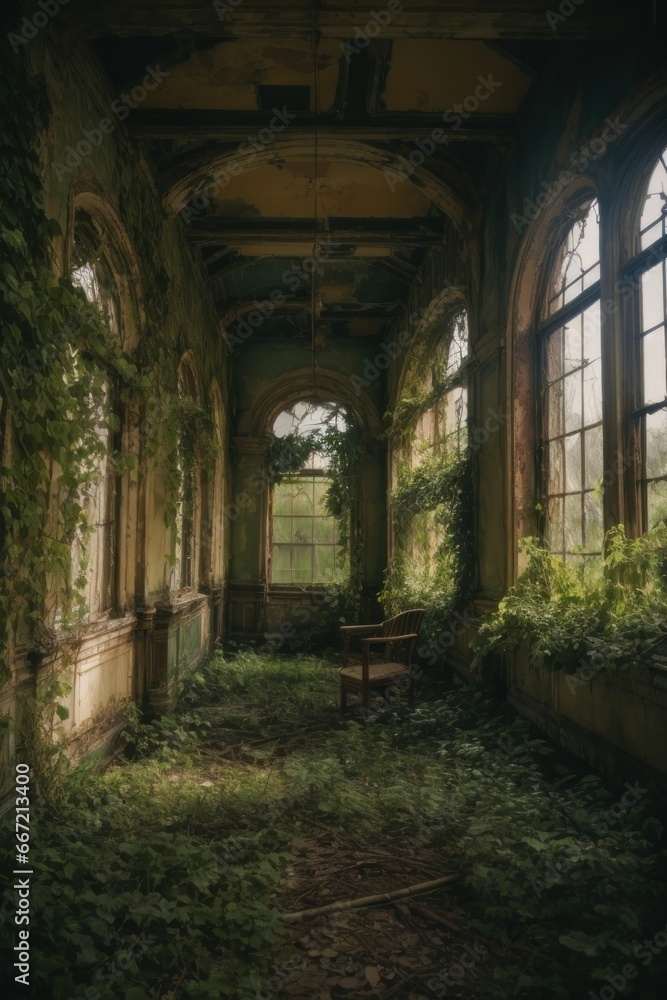  Abandoned Building Overgrown with Vegetation