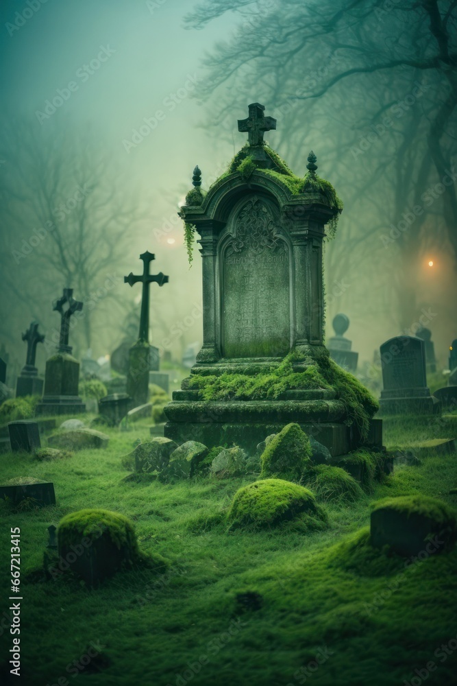 cemetery at night in the park