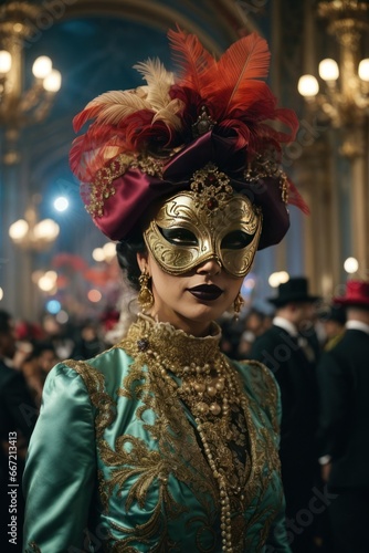 Carnival Elegance: Beautiful Lady with a Mask © Kinga