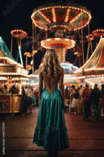 Abandoned Carnival Reawakens with a Young Woman
