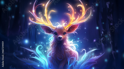 Tiny Cute KAWAI Elk Wearing Adorable Christmas Outfit in a Happy and Festive Setting