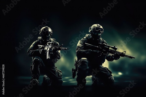 Special Forces Soldiers In Combat Zone, Military Action