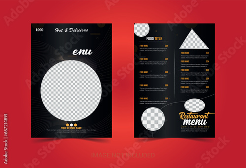 Business Food Menu card With the latest design that will make you stand out! Combined with Dark and Orange colors.
