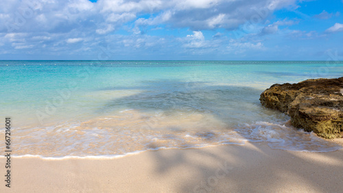 Nature landscape view of beautiful tropical beach and sea in sunny day.