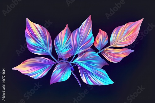 Vibrant Gradient Holographic Neoncolored Leaves
