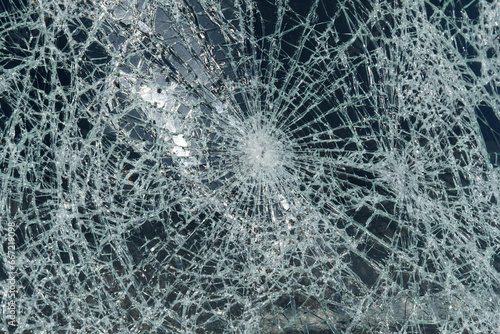 Texture of a broken car windshield. © Dzmitry