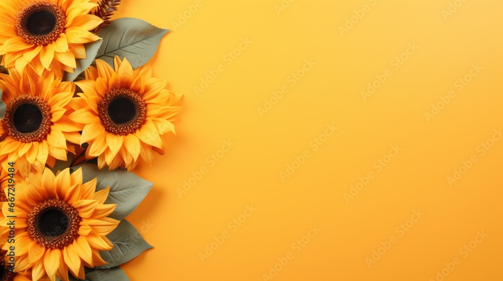  a bunch of yellow sunflowers on a yellow background.  generative ai