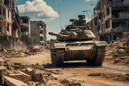 An Army Tank on the War Location