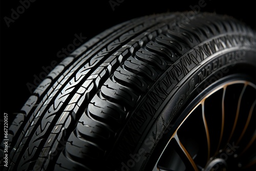 Tires intricate details come to life in this close up perspective photo