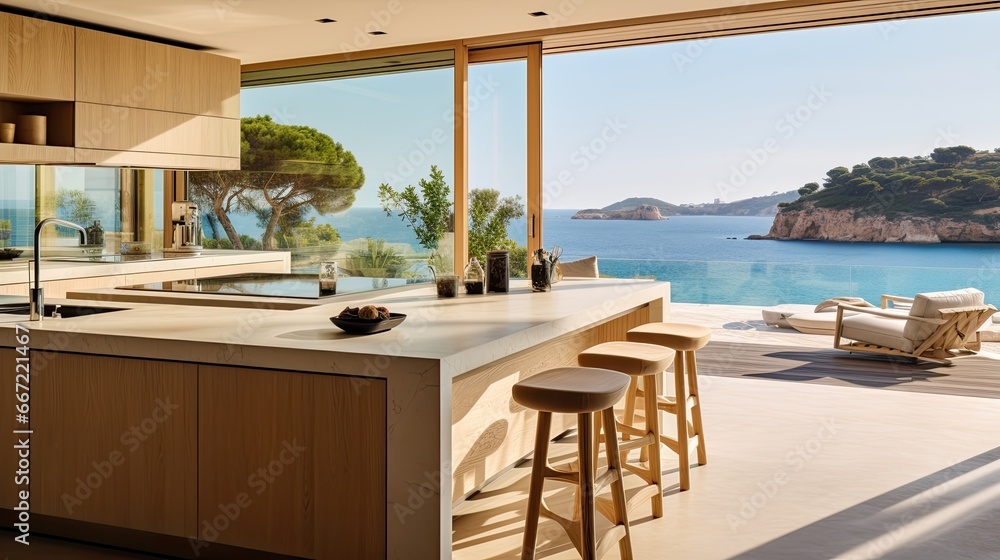 Modern kitchen in the Mediterranean villa.