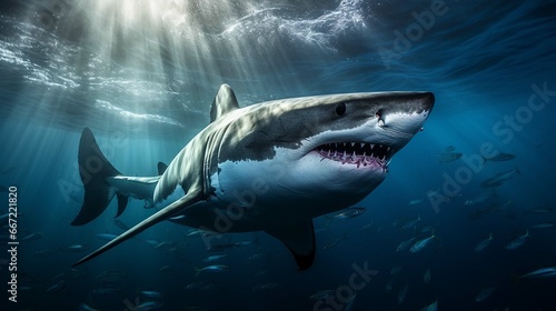 Great white shark underwater 