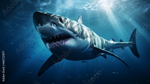 Great white shark underwater  © Ahtesham