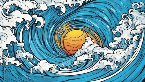 background with waves _A blue water wave symbol, depicting the creativity and the beauty of water. The symbol is spiral 