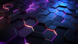  a wall of hexagonals with neon lights on them.  generative ai
