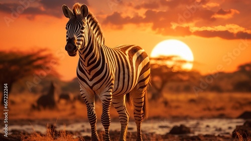 Zebra at sunset © Ahtesham