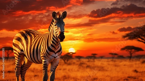 Zebra at sunset © Ahtesham
