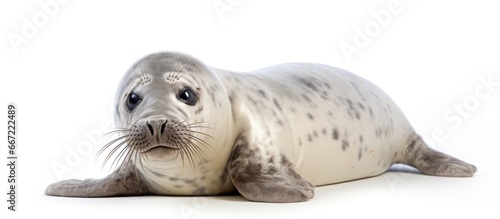 Grey seal pup resting on the beach © 2rogan