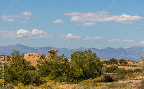 Camel Rock in Tesuque, New Mexico. Landmark attraction formed by erosion. photo