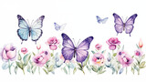 Colorful watercolor butterflies for gift card or celebration