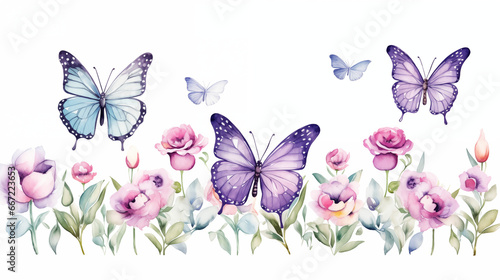 Colorful watercolor butterflies for gift card or celebration