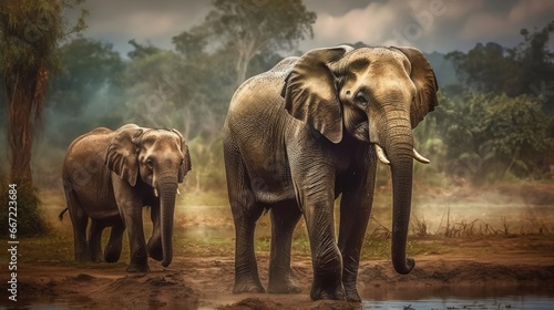 Elephants at a watering hole in the Kruger National Park © Mr. Muzammil