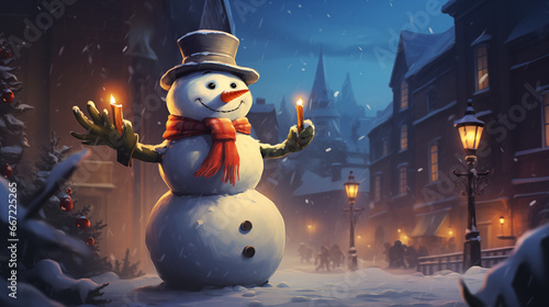 Frosty the Snowman: Festive Christmas Portrait in a Winter Wonderland photo