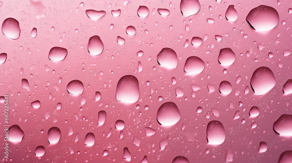 a close up of water droplets on a pink surface with a red background. generative ai a close up of water droplets on a pink surface with a red background. generative ai