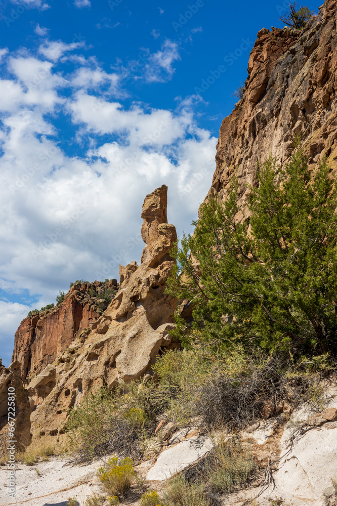 Bandelier National Monument near Los Alamos, New Mexico. The monument preserves the homes and territory of the Ancestral Puebloans of a later era in the Southwest Bandelier National Monument near Los Alamos, New Mexico. The monument preserves the homes and territory of the Ancestral Puebloans of a later era in the Southwest