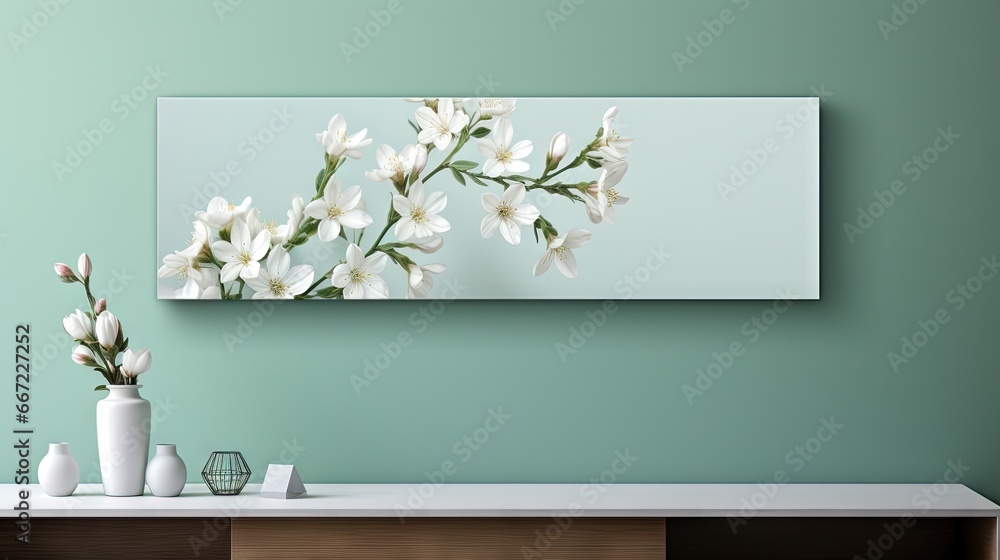 a vase with flowers on a table in front of a mirror. generative ai a vase with flowers on a table in front of a mirror. generative ai