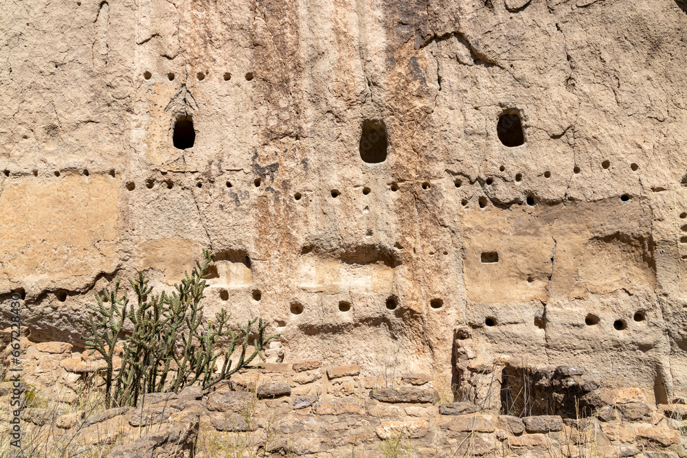 Bandelier National Monument near Los Alamos, New Mexico. The monument preserves the homes and territory of the Ancestral Puebloans of a later era in the Southwest