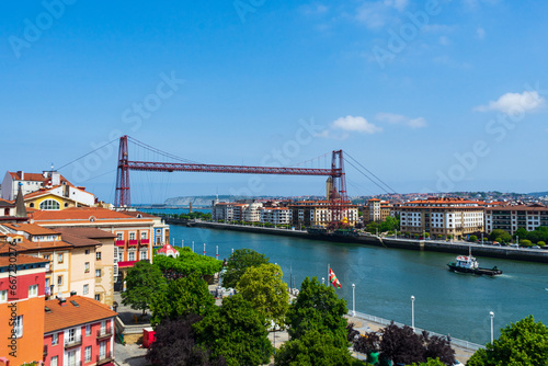 The Bizkaia suspension transporter bridge Puente de Vizcaya in Portugalete, Basque Country, Spain.