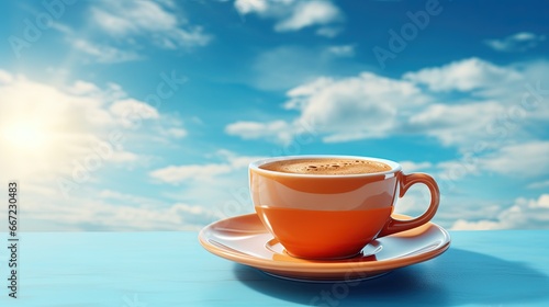  a cup of coffee sitting on top of a saucer. generative ai