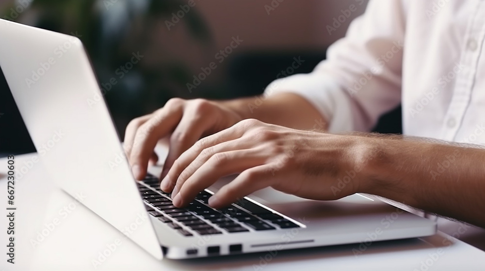 Close-up Portrait of Typing Keyboard on Laptop: Online Work and Communication Close-up Portrait of Typing Keyboard on Laptop: Online Work and Communication