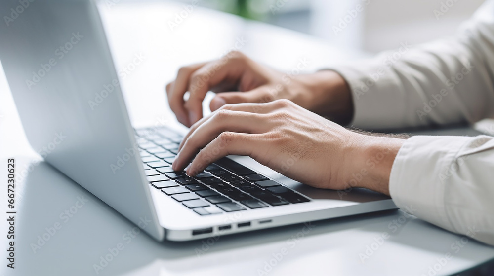 Close-up Portrait of Typing Keyboard on Laptop: Online Work and Communication Close-up Portrait of Typing Keyboard on Laptop: Online Work and Communication