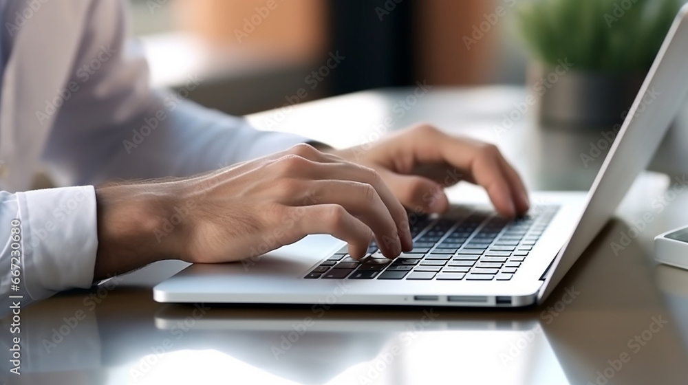 Close-up Portrait of Typing Keyboard on Laptop: Online Work and Communication Close-up Portrait of Typing Keyboard on Laptop: Online Work and Communication