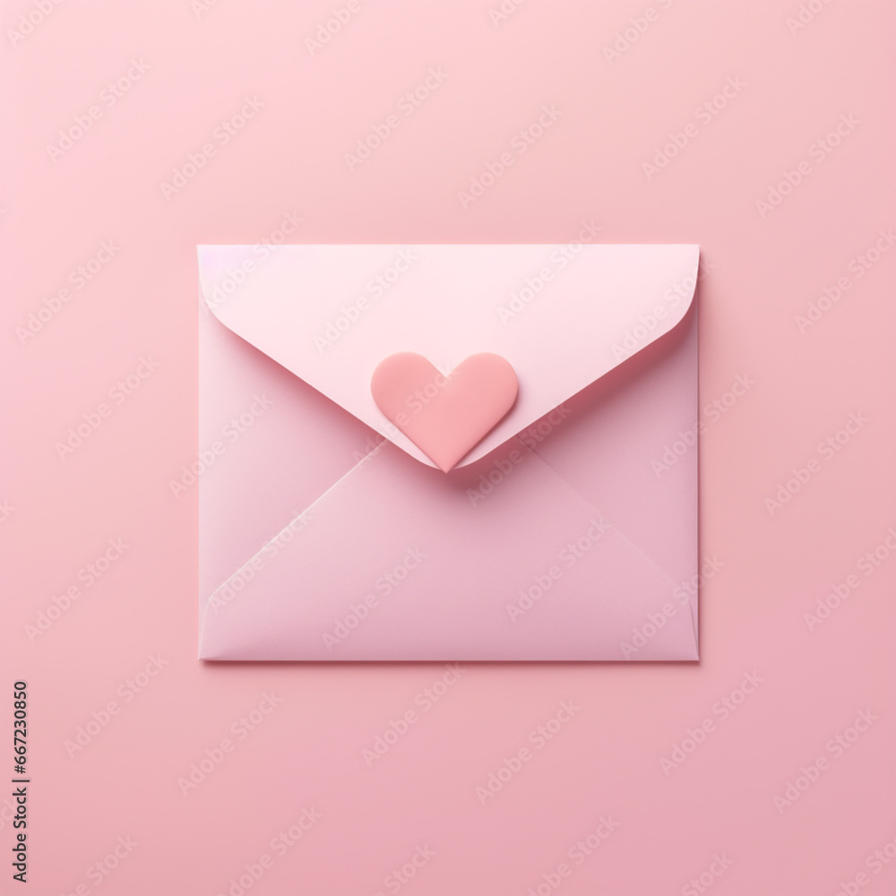 pink envelope with heart