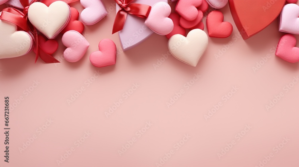 a pink and red background with hearts and bows on it. generative ai a pink and red background with hearts and bows on it. generative ai