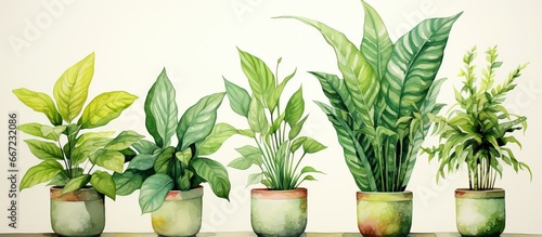 Aglaonema Legacy illustrated indoors in a cute pot with watercolor