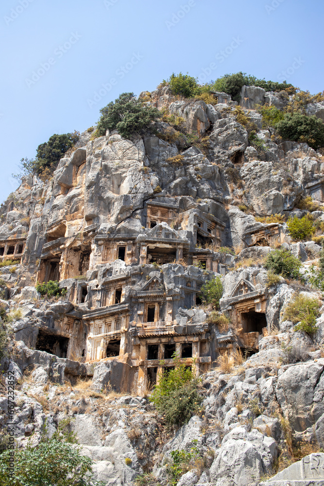 Mira Ancient city, Antalya, Demre. Rock Tombs of the Kings.