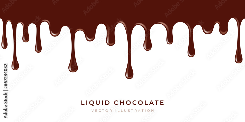Smudges of liquid dark chocolate on a white background. Vector illustration.