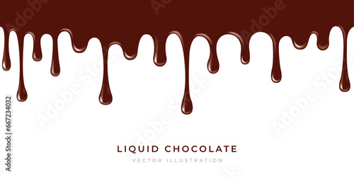 Smudges of liquid dark chocolate on a white background. Vector illustration.