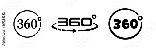 360 degree logos on white background. 360 degree set