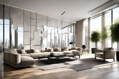 Interior design  Big modern room with amazing decent decore 