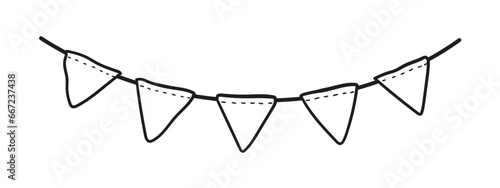  Garland black lines sketch. hand drawn vector illustration. Drawing doodles. holiday oatmeal