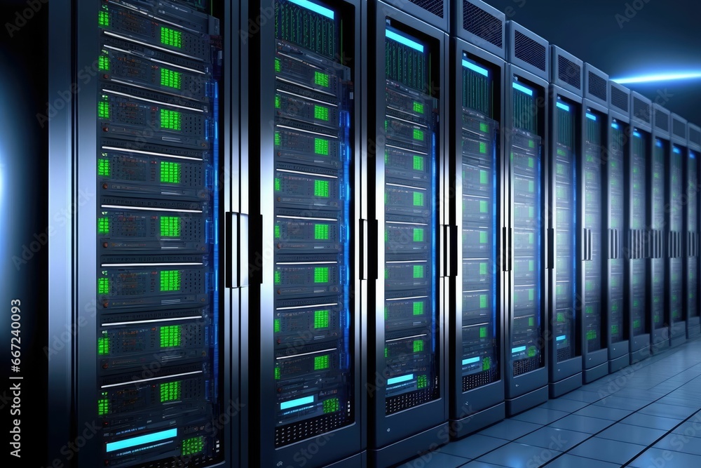Tech background data center, servers futuristic design, server room with racks and dramatic lighting Tech background data center, servers futuristic design, server room with racks and dramatic lighting