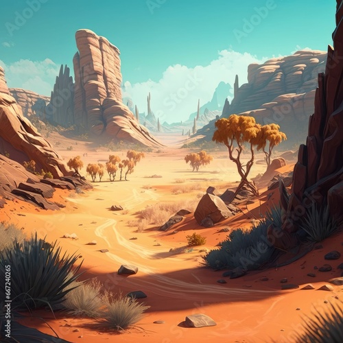 Vast arid scorching desert landscape under the sun   wilderness view
