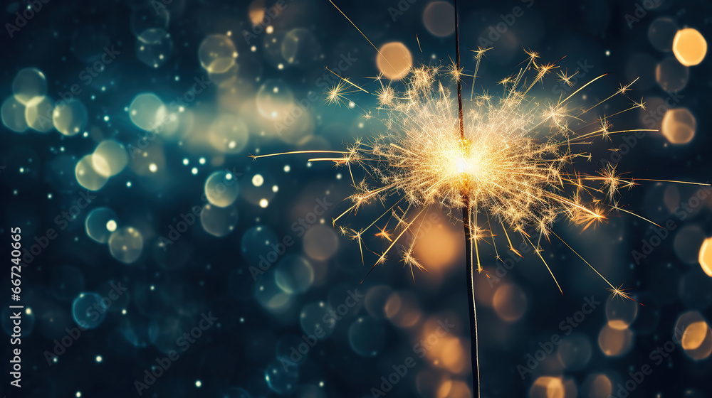 Fototapeta premium Sparkling light on bokeh background. Generative AI